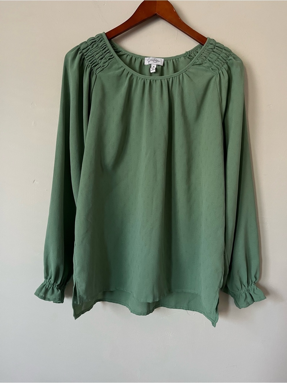 Jessica Simpson Green bohemian pastel Textured blouse size M